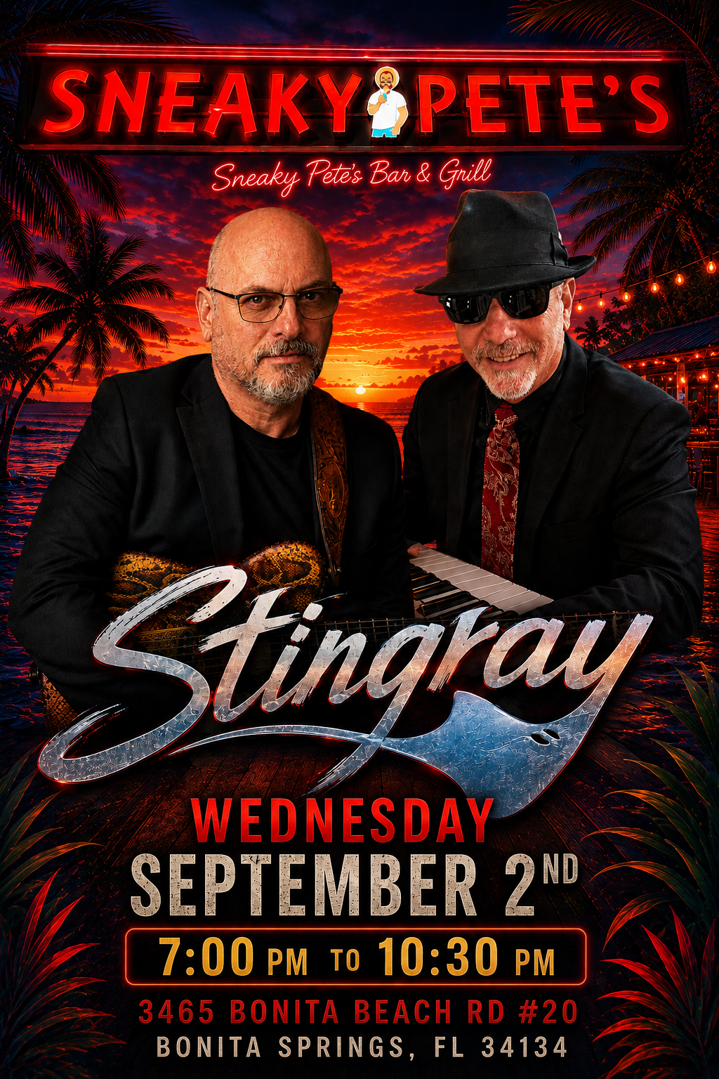 Stingray at sneaky Petes September 2 2026 Stingray at sneaky Petes September 2 2026